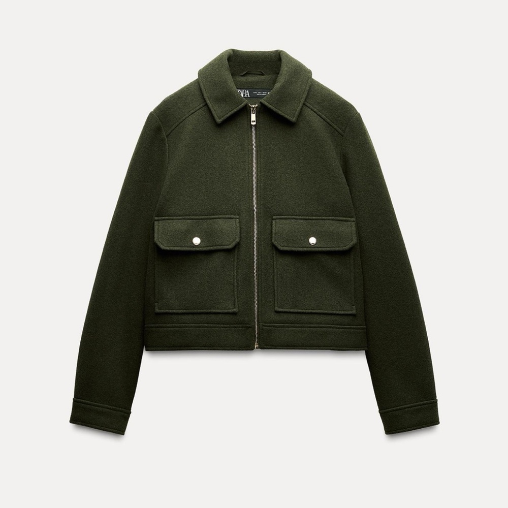 Zara Soft Zippered Jacket, 3046/287. Khaki, XL, NWT